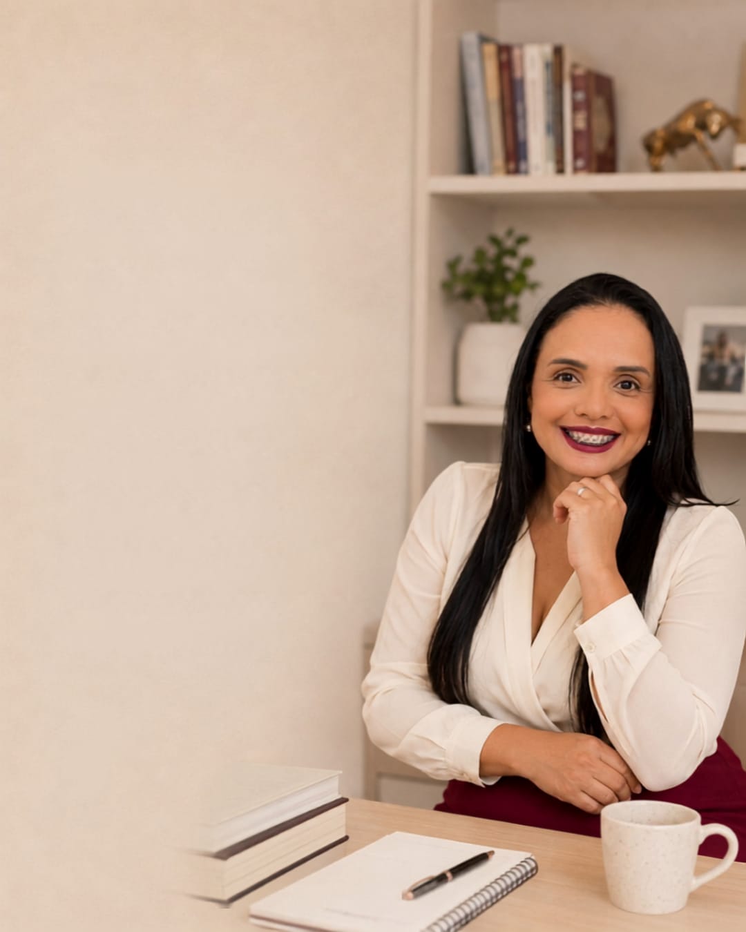 Carla Ferreira em ambiente profissional de escuta